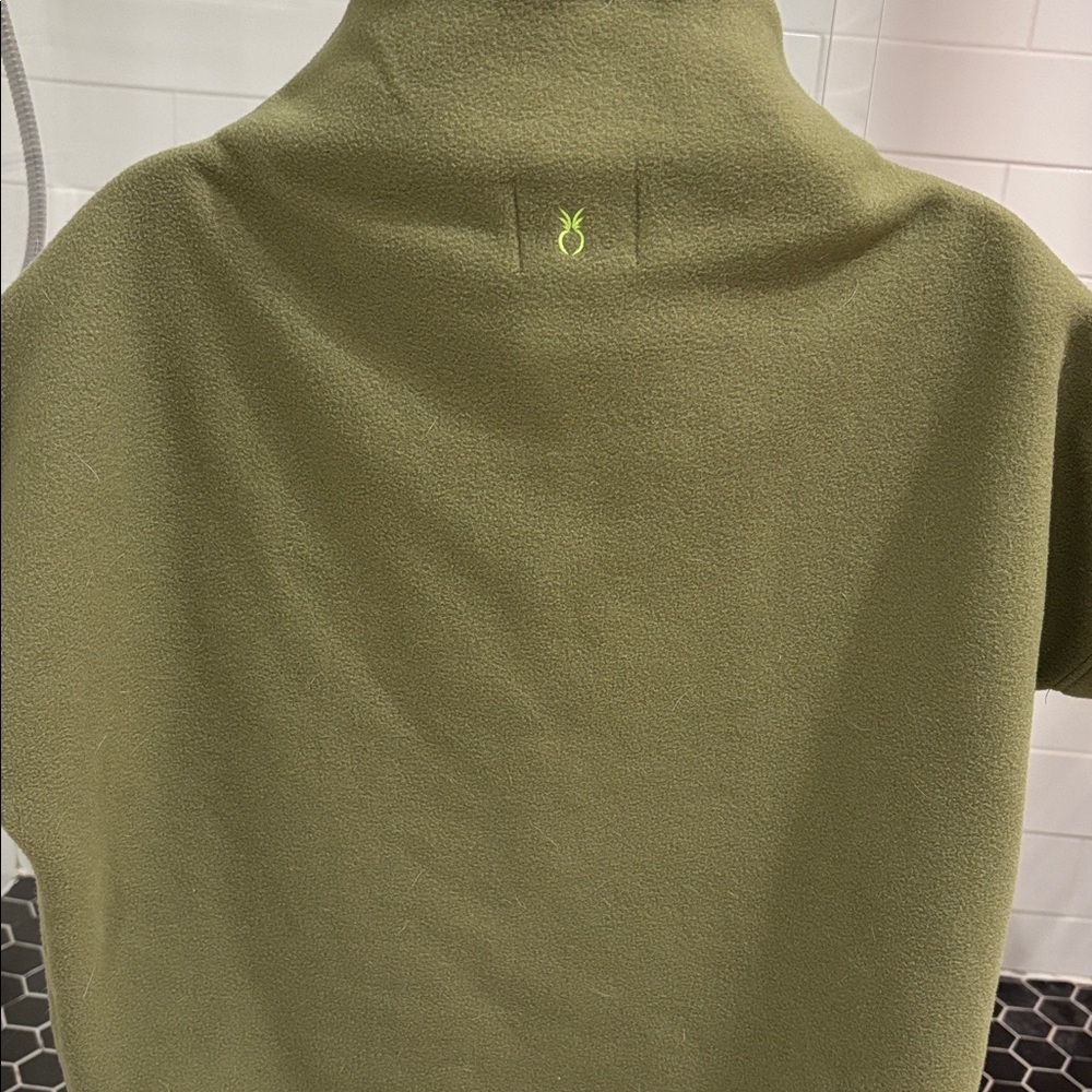 Olive Green Dudley Stephen’s Fleece Funnel Neck Sweater/Shirt - Picture 3 of 4